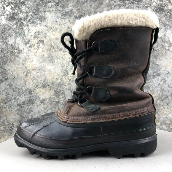 Sorel Men\'s Size 6 Bighorn Dark Brown Black Leather Lace-Up Lined Winter Boots main image 11